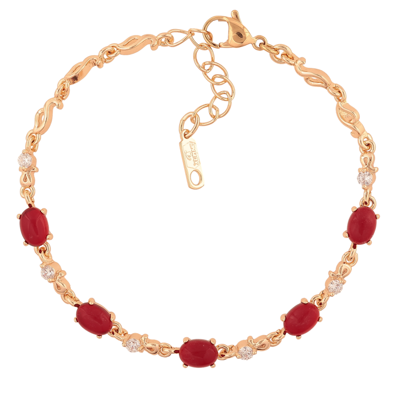 Браслет Xuping M&L Колір 18K «Візерунок з червоно-білим камінням» довжина з доп.ланцюжком 18.5-21.5см х 3-5мм фото №21