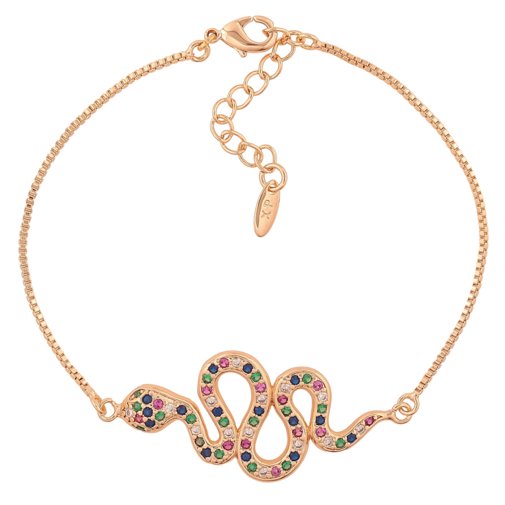 Браслет Xuping M&L Колір 18K «Змійка з різнокольоровими кристалами» довжина з доп.ланцюжком 18.5-21.5см х 1мм фото №19