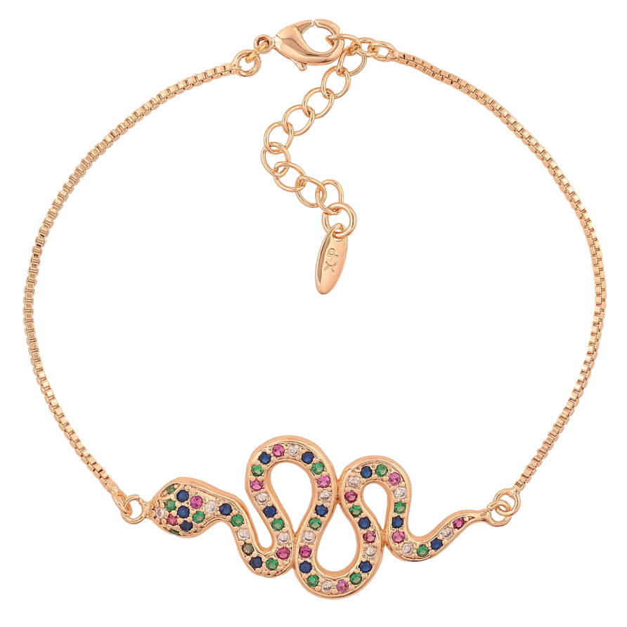 Браслет Xuping M&L Колір 18K «Змійка з різнокольоровими кристалами» довжина з доп.ланцюжком 18.5-21.5см х 1мм фото №1