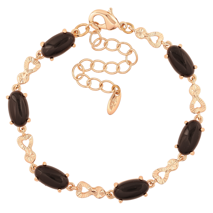 Браслет Xuping M&L Колір 18K «Візерунок з чорним камінням» довжина з доп.ланцюжком 16.5-22см х 4-6мм фото №7