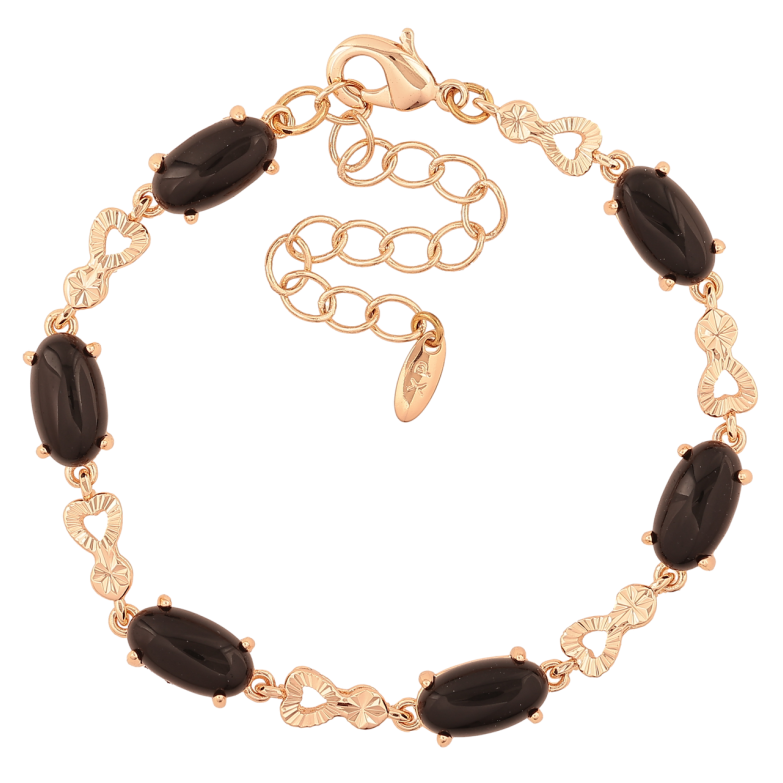 Браслет Xuping M&L Колір 18K «Візерунок з чорним камінням» довжина з доп.ланцюжком 16.5-22см х 4-6мм фото №4