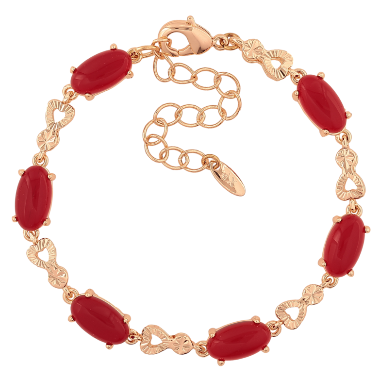 Браслет Xuping M&L Колір 18K «Візерунок з червоним камінням» довжина з доп.ланцюжком 16.5-22см х 4-6мм фото №1