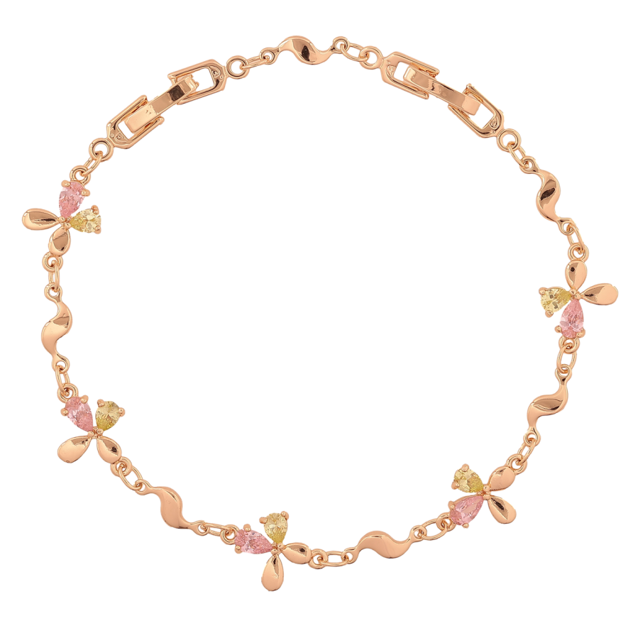 Браслет Xuping M&L Колір 18K «Квіточки з кольоровими кристалами» довжина з доп. замком 17,21см х 4-10мм фото №1