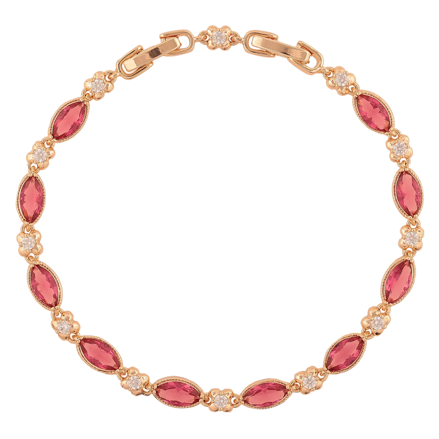 Браслет Xuping M&L Колір 18K «Квіточки з червоними кристалами» довжина з доп. замком 17.5,20см х 4-5мм фото №1