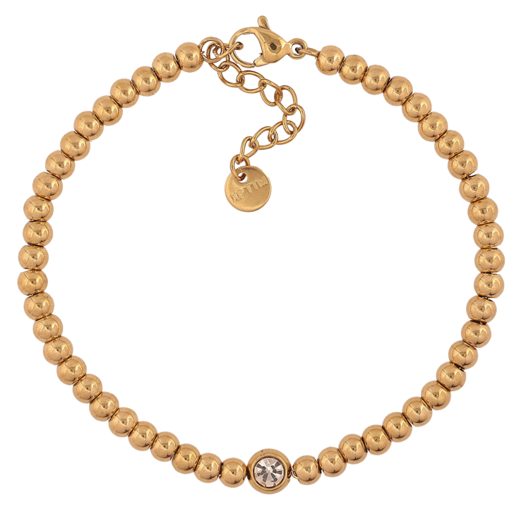 Браслет Xuping ТТМ Stainless Steel цвет 14К Золотистые бусины с кристаллом с доп.цеп 17.5-20.5см х 4мм фото №16