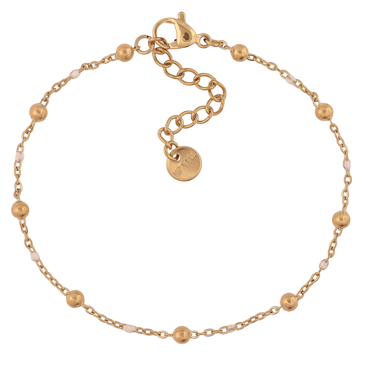 Браслет Xuping ТТМ Stainless Steel колір 14К «Ланцюжок із золотисто-білими намистинами» з доп.ланцюгом 17.5-20.5см х 3мм фото №12