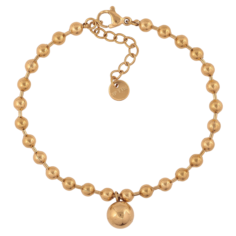 Браслет Xuping ТТМ Stainless Steel колір 14К «Золотисті намистини» з доп.ланцюгом 17-20см х 4мм фото №8