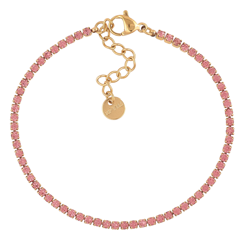 Браслет Xuping ТТМ Stainless Steel цвет 14К Дорожка розовых кристаллов с доп.цеп 17-20см х 2мм фото №1
