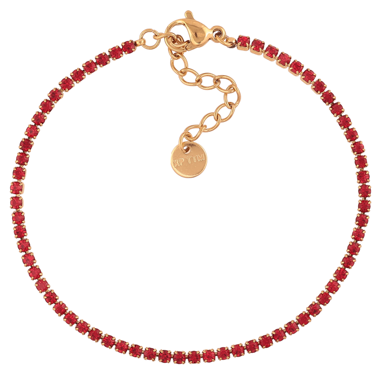 Браслет Xuping ТТМ Stainless Steel цвет 14К Дорожка красных кристаллов с доп.цеп 17.5-20.5см х 2мм фото №6