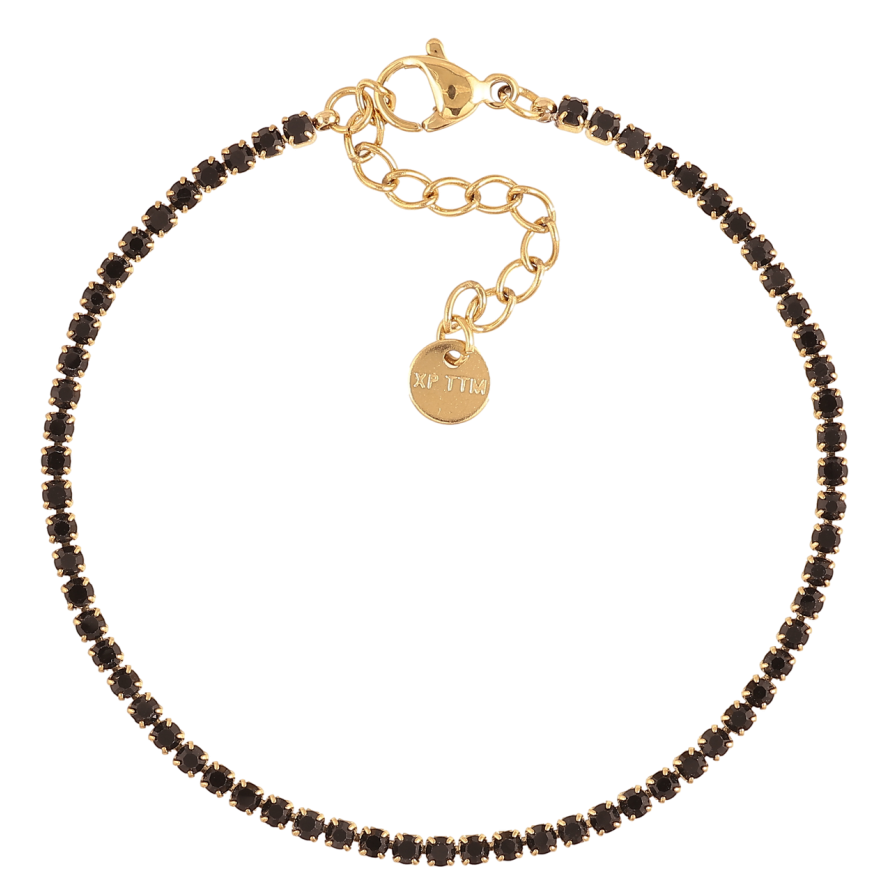 Браслет Xuping ТТМ Stainless Steel цвет 14К Дорожка черных кристаллов с доп.цеп 17-20.5см х 2мм фото №1