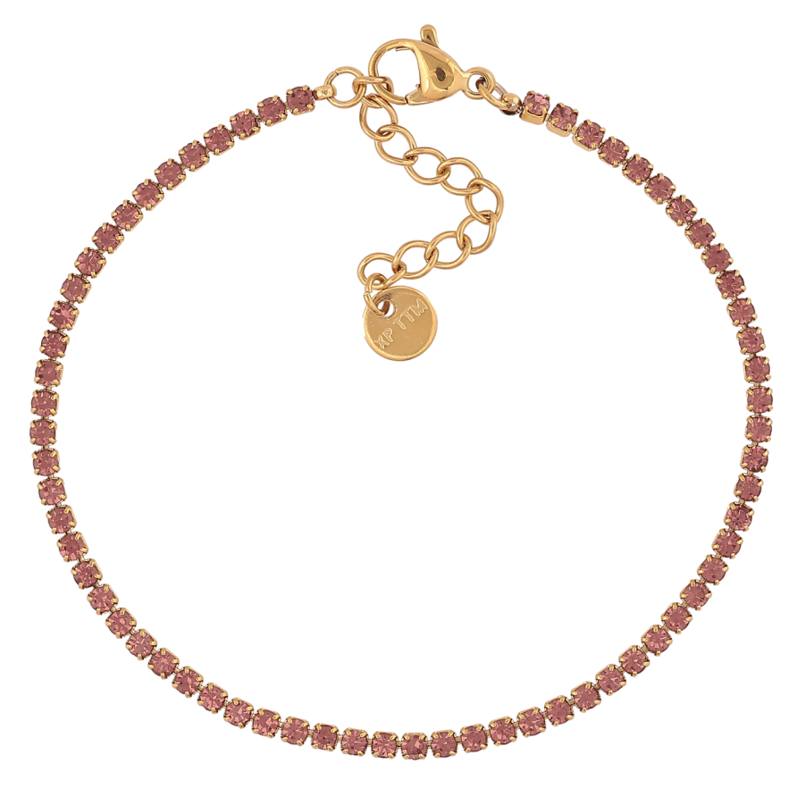 Браслет Xuping ТТМ Stainless Steel цвет 14К Дорожка бордовых кристаллов с доп.цеп 17-20см х 2мм фото №1