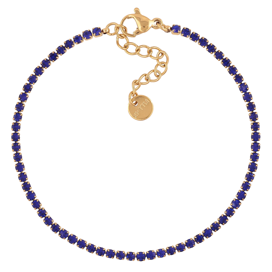 Браслет Xuping ТТМ Stainless Steel цвет 14К Дорожка синих кристаллов с доп.цеп 17.5-20.5см х 2мм фото №1