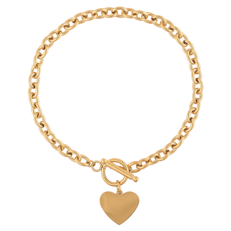 Браслет Xuping ТТМ Stainless Steel колір 14К «Ланцюжок Якірний з сердечком» довжина 18см х 4.5мм фото №17