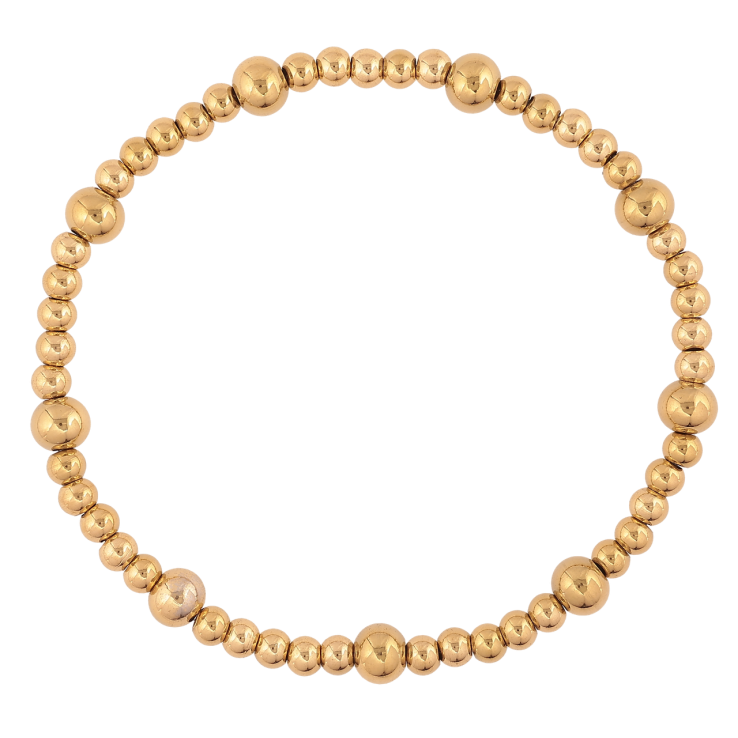 Браслет Xuping ТТМ Stainless Steel колір 14К «Золотисті намистини» на гумці, вільний розмір, ø 4-6мм фото №12 Браслет Xuping ТТМ Stainless Steel колір 14К «Золотисті намистини» на гумці, вільний розмір, ø 4-6мм фото №12