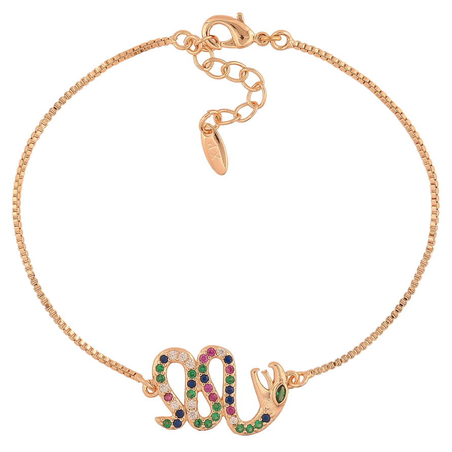 Браслет Xuping M&L Колір 18K «Змійка з різнокольоровими кристалами» довжина з доп.ланцюжком 17.5-20.5см х 1мм фото №1