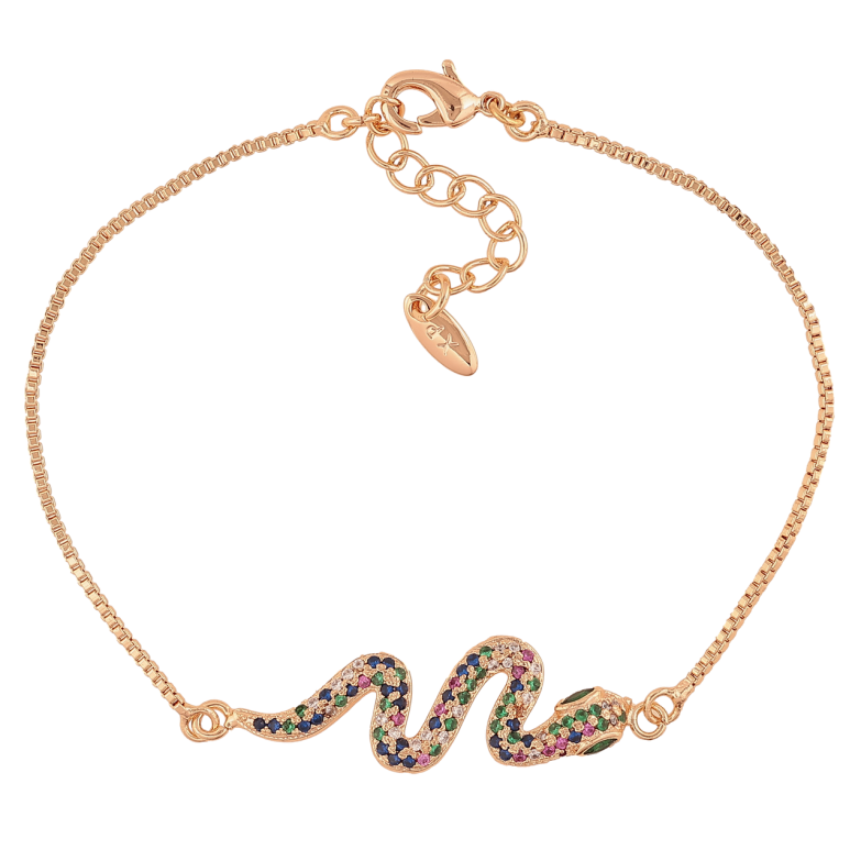 Браслет Xuping M&L Колір 18K «Змійка з різнокольоровими кристалами» довжина з доп.ланцюжком 18-21см х 1мм фото №1