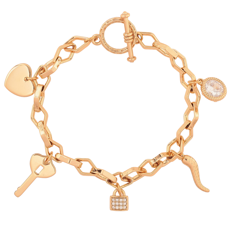 Браслет Xuping Позолота 18K «Ланцюжок з підвісками» розмір 18.5см х 6мм фото №1