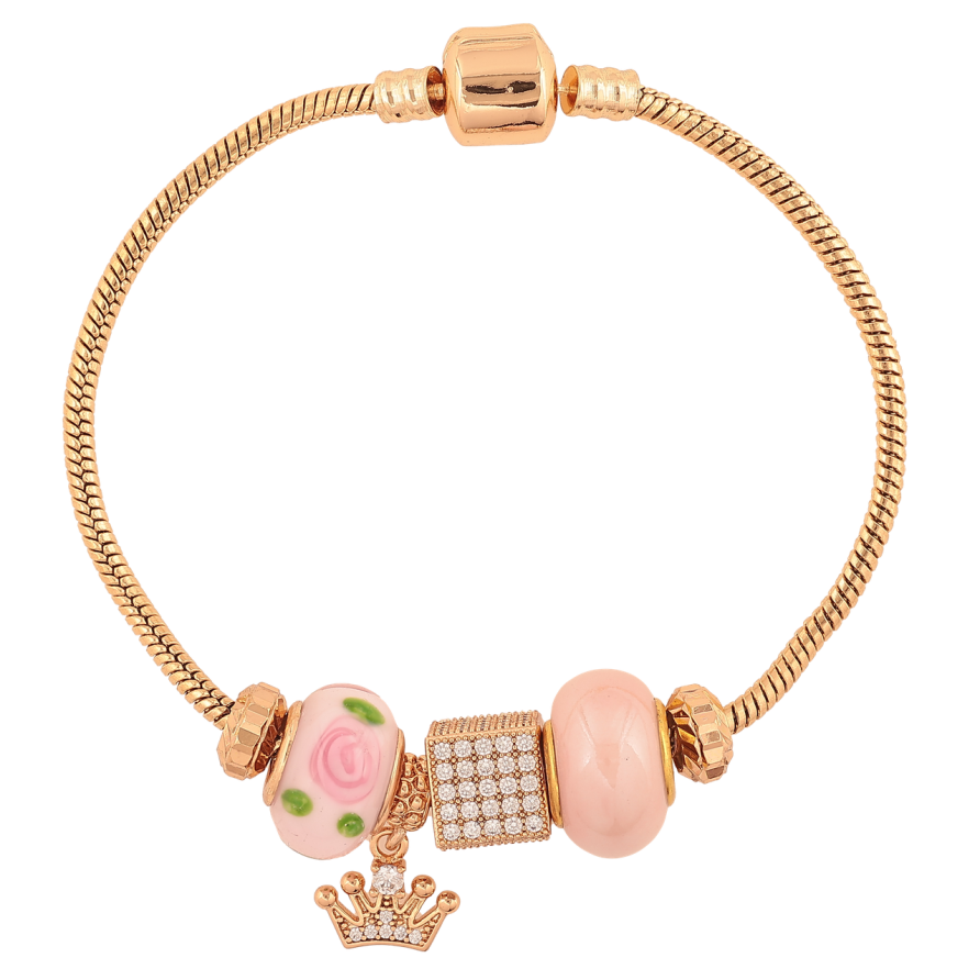 Браслет Xuping Позолота 18K У стилі Pandora Ювелірний шнур з намистинами довжина 20см х 2.5мм фото №1