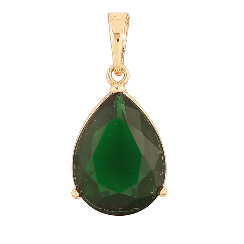Кулон Xuping Позолота 18K Зеленая кристальная капля для цепочки до 6мм фото №1