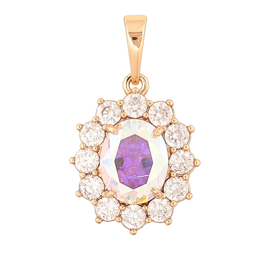 Кулон Xuping Позолота 18K «Райдужний кристал в обрамленні» для ланцюжка до 6мм фото №1
