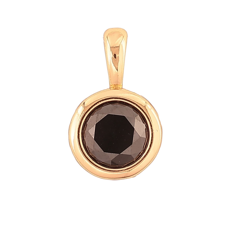 Кулон Xuping Позолота 18K «Чорний кристал в обідковій оправі, ø 11мм» для ланцюжка до 4мм фото №1
