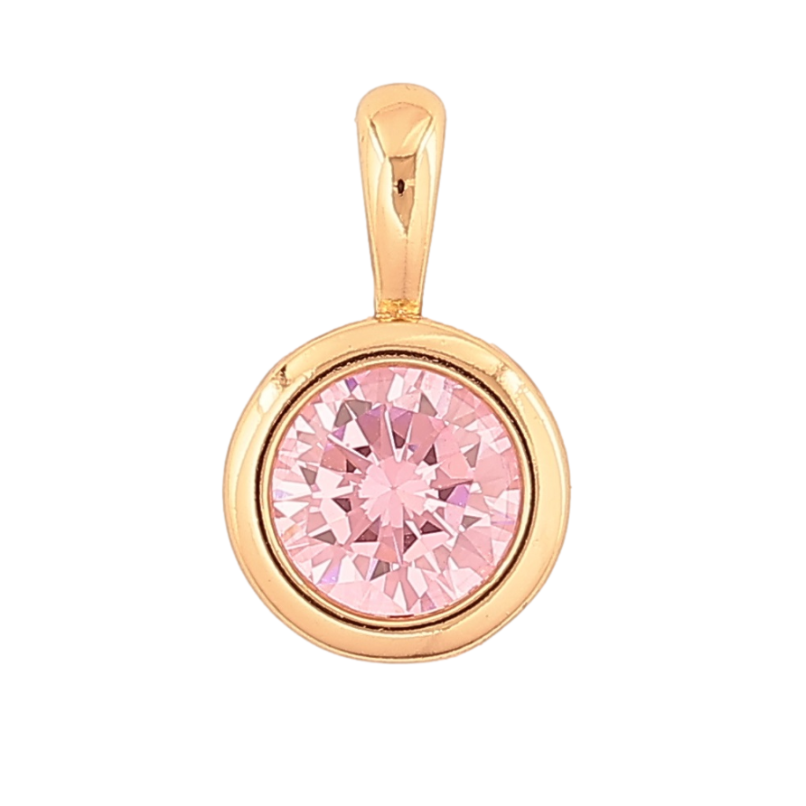 Кулон Xuping Позолота 18K «Рожевий кристал в обідковій оправі, ø 11мм» для ланцюжка до 4мм фото №1