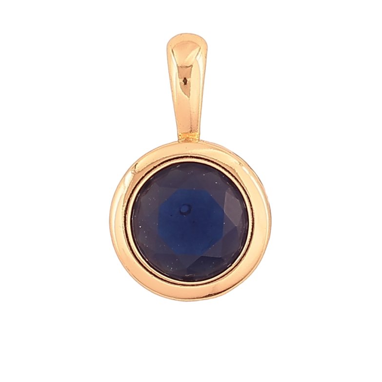 Кулон Xuping Позолота 18K Синий кристалл в ободковой оправе, ø 11мм для цепочки до 4мм фото №1