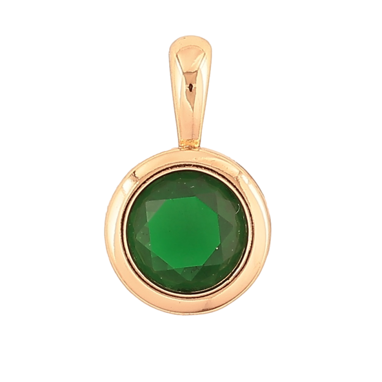 Кулон Xuping Позолота 18K Зеленый кристалл в ободковой оправе, ø 11мм для цепочки до 4мм фото №2