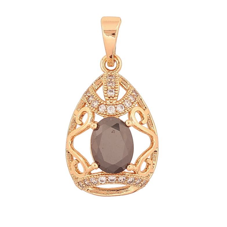 Кулон Xuping Позолота 18K «Різьблена крапля з чорним кристалом» для ланцюжка до 5мм фото №11