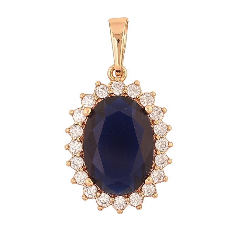 Кулон Xuping Позолота 18K Синий кристалл в обрамлении для цепочки до 6мм фото №1 Кулон Xuping Позолота 18K Синий кристалл в обрамлении для цепочки до 6мм фото №1