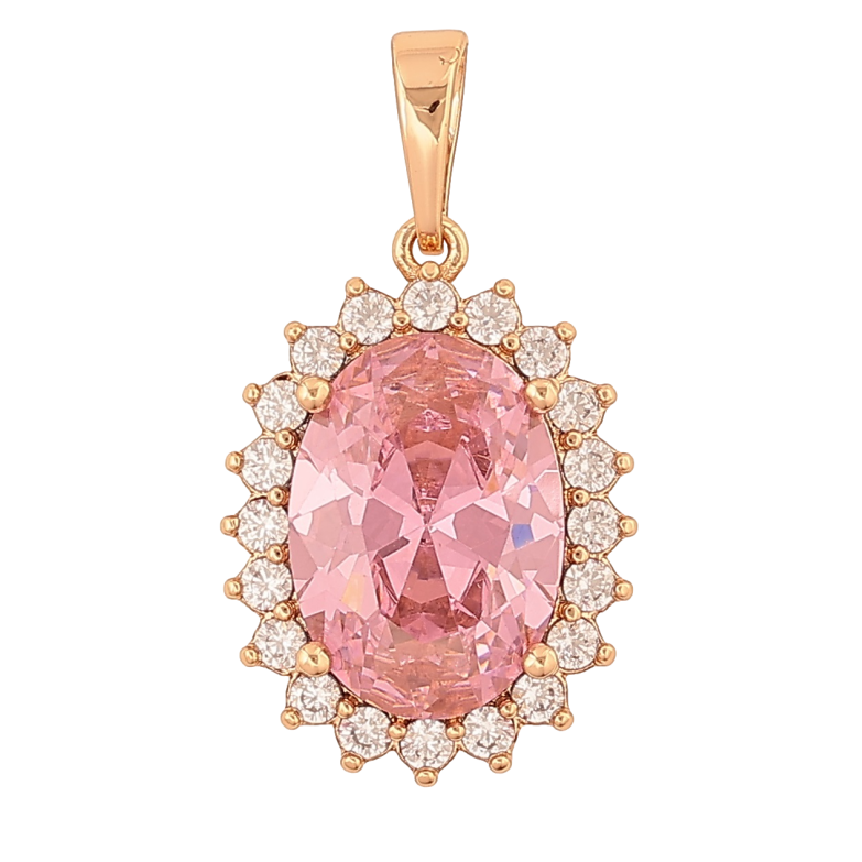 Кулон Xuping Позолота 18K Розовый кристалл в обрамлении для цепочки до 6мм фото №1