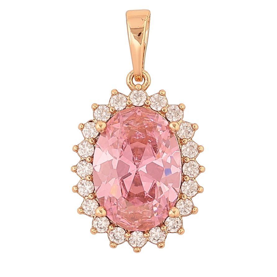 Кулон Xuping Позолота 18K «Рожевий кристал в обрамленні» для ланцюжка до 6мм фото №1