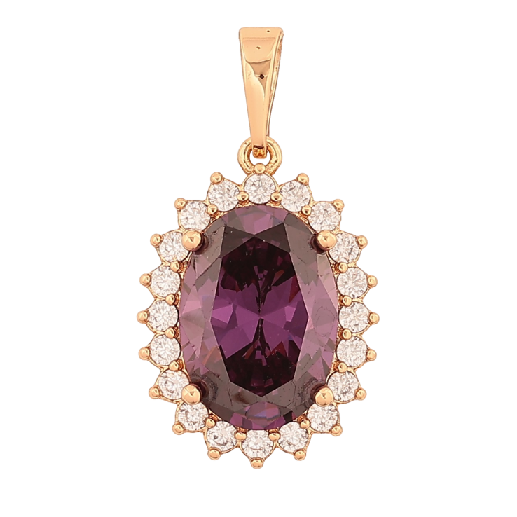 Кулон Xuping Позолота 18K «Бузковий кристал в обрамленні» для ланцюжка до 6мм фото №7