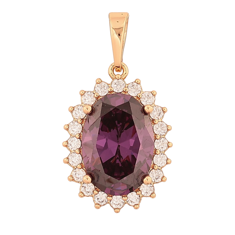 Кулон Xuping Позолота 18K Сиреневый кристалл в обрамлении для цепочки до 6мм фото №2
