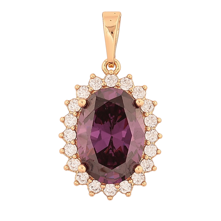 Кулон Xuping Позолота 18K «Бузковий кристал в обрамленні» для ланцюжка до 6мм фото №1