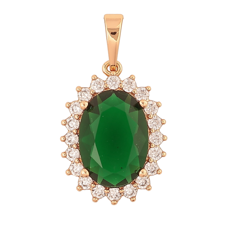Кулон Xuping Позолота 18K Зеленый кристалл в обрамлении для цепочки до 6мм фото №1