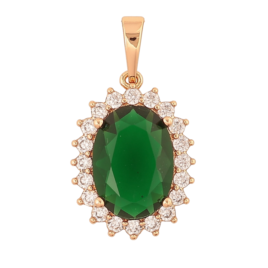 Кулон Xuping Позолота 18K «Зелений кристал в обрамленні» для ланцюжка до 6мм фото №1