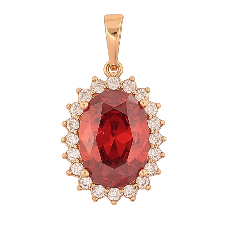 Кулон Xuping Позолота 18K Красный кристалл в обрамлении для цепочки до 6мм фото №3