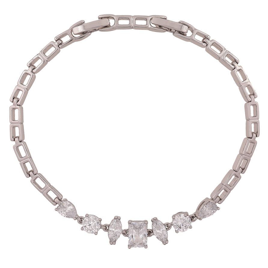 Браслет Xuping Родій «Візерунок з кристалами» довжина з доп. замком 17,19см х 3.5-7мм фото №1