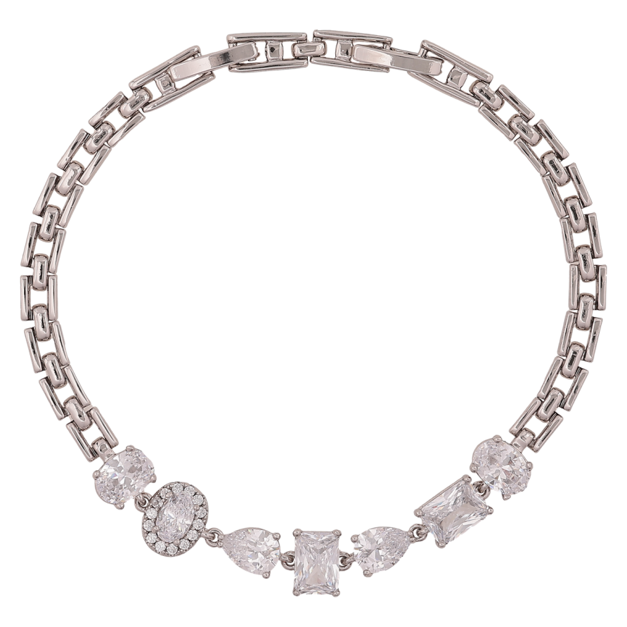 Браслет Xuping Родій «Браслетний візерунок з кристалами» довжина з доп. замком 17.5,19.5см х 4-7мм фото №1