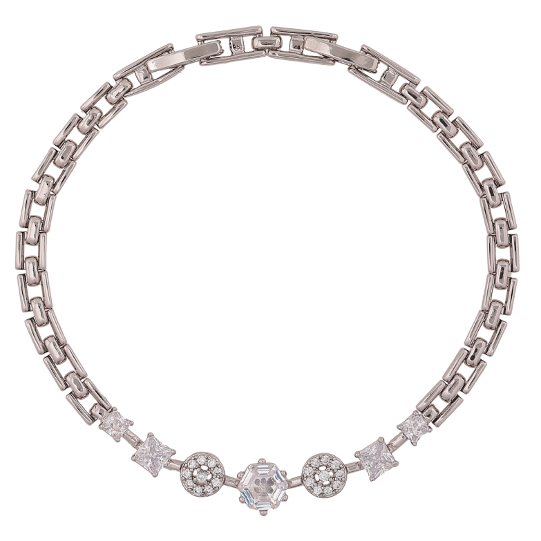 Браслет Xuping Родій «Браслетний візерунок з кристалами» довжина з доп. замком 17.5,19.5см х 4-7мм фото №1