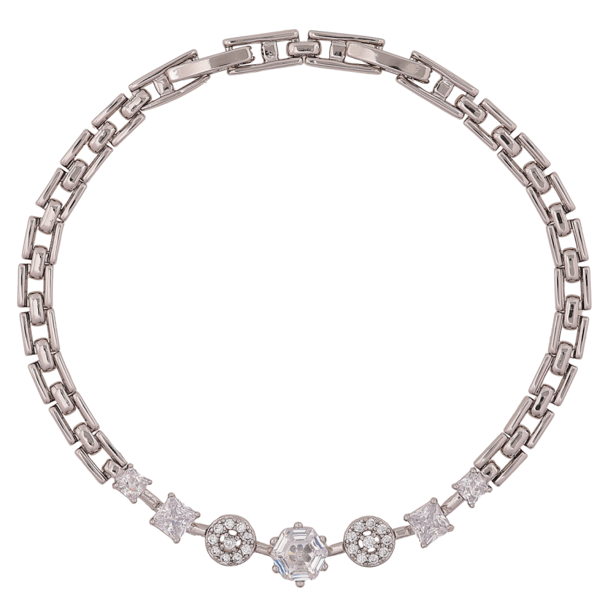 Браслет Xuping Родій «Браслетний візерунок з кристалами» довжина з доп. замком 17.5,19.5см х 4-7мм фото №1