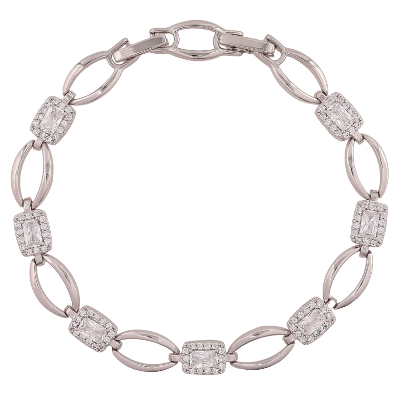 Браслет Xuping Родій «Візерунок з кристалами» довжина з доп. замком 17,19см х 6-8мм фото №1