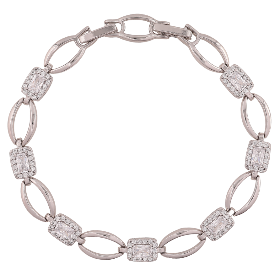 Браслет Xuping Родій «Візерунок з кристалами» довжина з доп. замком 17,19см х 6-8мм фото №1