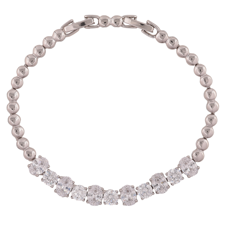 Браслет Xuping Родій «Кришталева доріжка» довжина з доп. замком 17.5,19.5см х 4-7мм фото №1