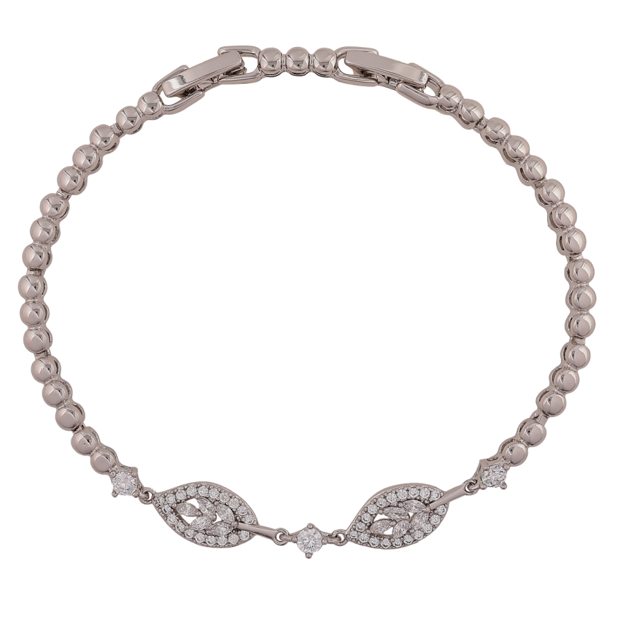 Браслет Xuping Родій «Кришталеві листочки» довжина з доп. замком 17,19см х 3-7мм фото №1