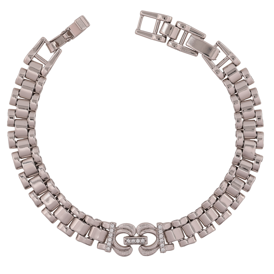 Браслет Xuping Родій «Браслетний візерунок з декоративною вставкою» довжина з доп. замком 17.5,19.5см х 8-10мм фото №1