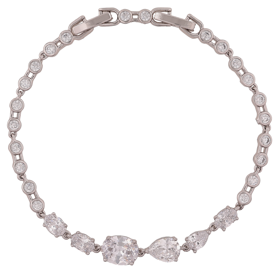 Браслет Xuping Родій «Доріжка кристалів» довжина з доп. замком 17,19см х 3-7мм фото №1