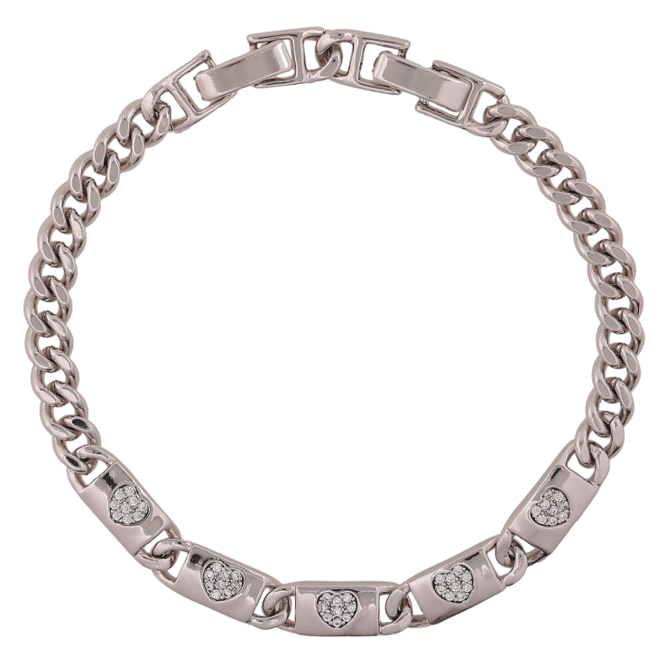 Браслет Xuping Родій «Ланцюжок зі вставкою візерунок сердечка» довжина з доп. замком 17,19см х 5-6мм фото №6