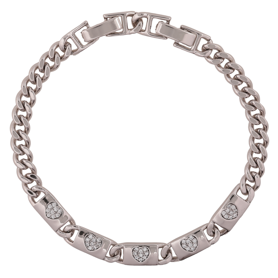 Браслет Xuping Родій «Ланцюжок зі вставкою візерунок сердечка» довжина з доп. замком 17,19см х 5-6мм фото №1